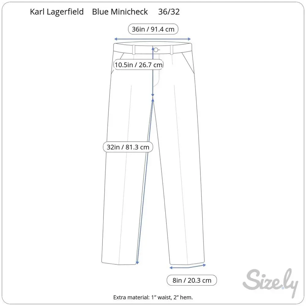 Karl Lagerfield Mens Navy Plaid 42L 2 Piece Suit Pants 36/32